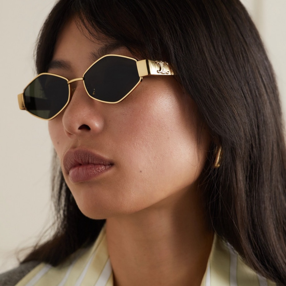 Celine Eyewear - Triomphe Hexagon-frame Gold-Tone